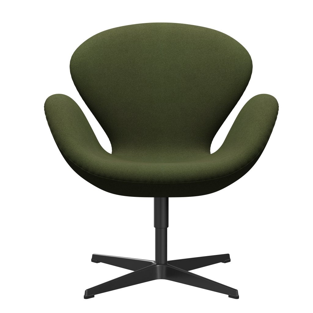 Fritz Hansen Swan Lounge Chair, Black Lacked/Tonus Military Green