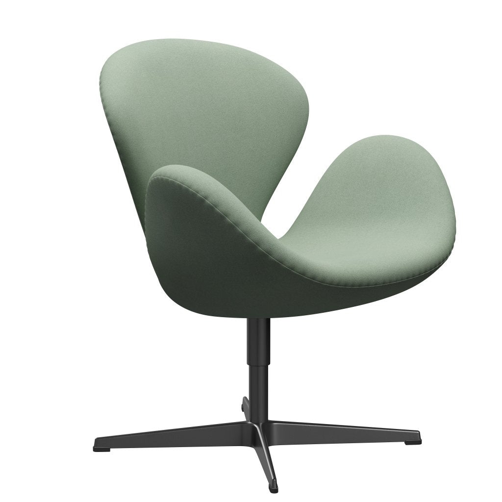 Sedia fritz Hansen Swan Lounge, laccatura nera/Tonus menta verde