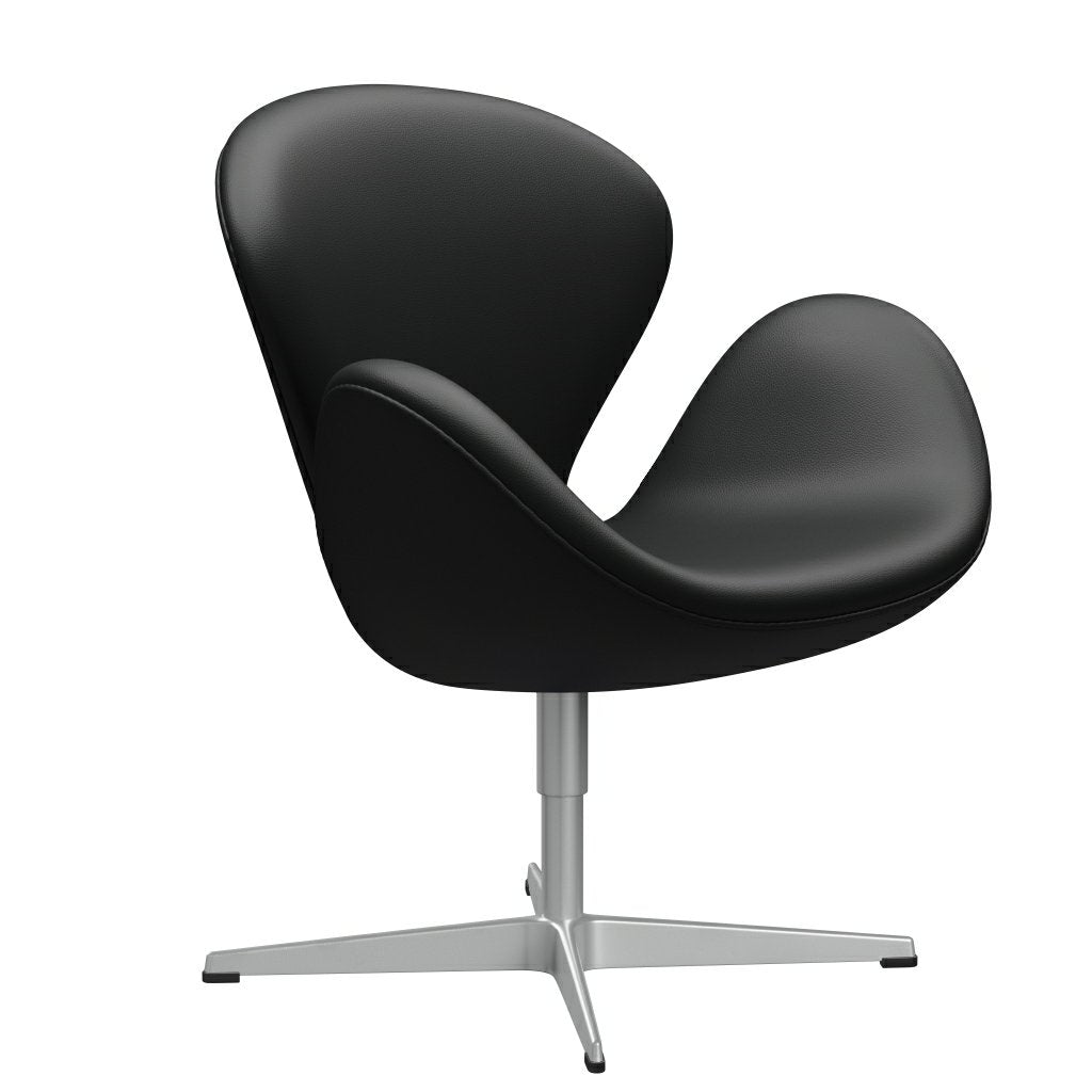 Fritz Hansen Swan Lounge Stuhl, Silbergrau/Aura schwarz