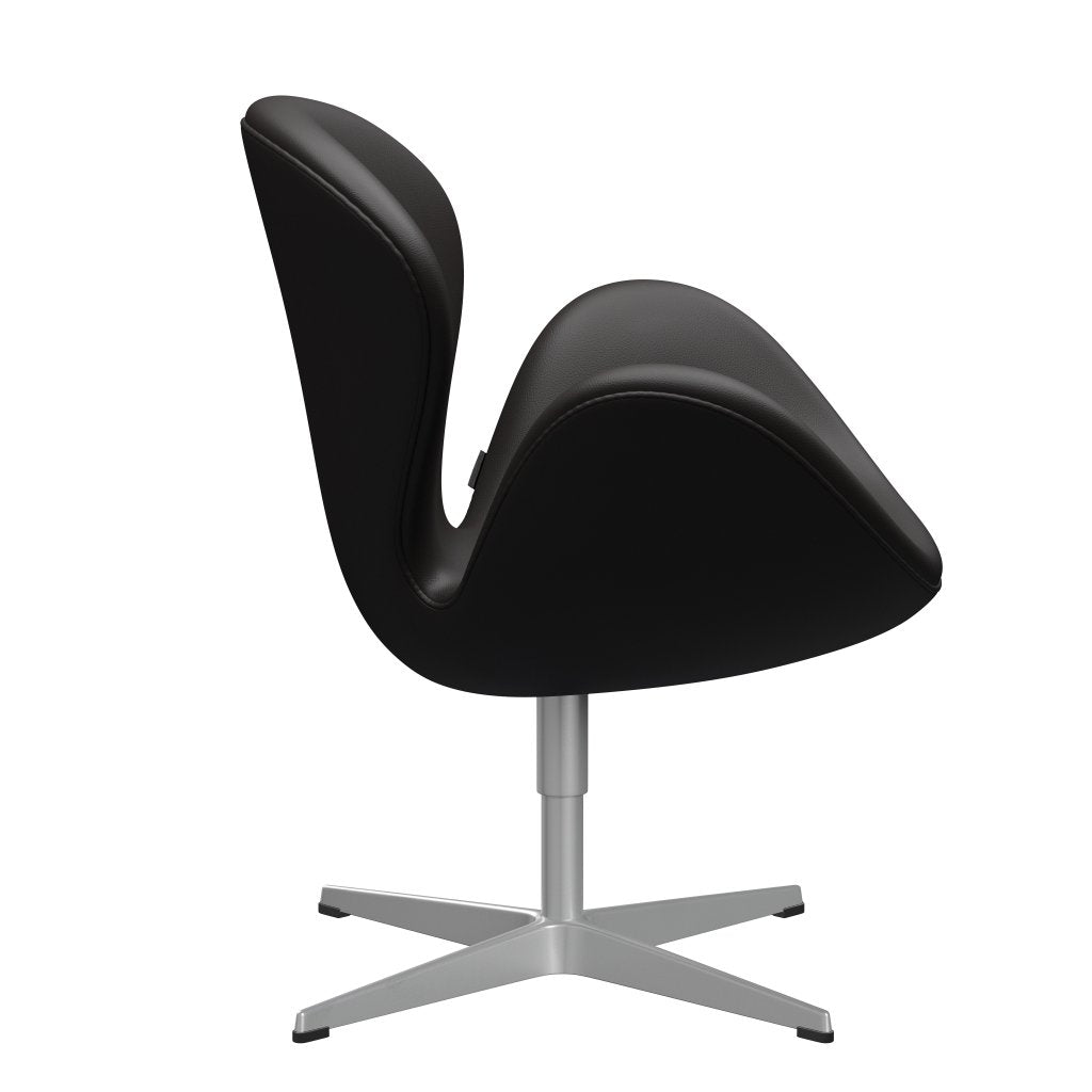 Fritz Hansen Swan Lounge Chair, Silver Gray/Aura Black Brown