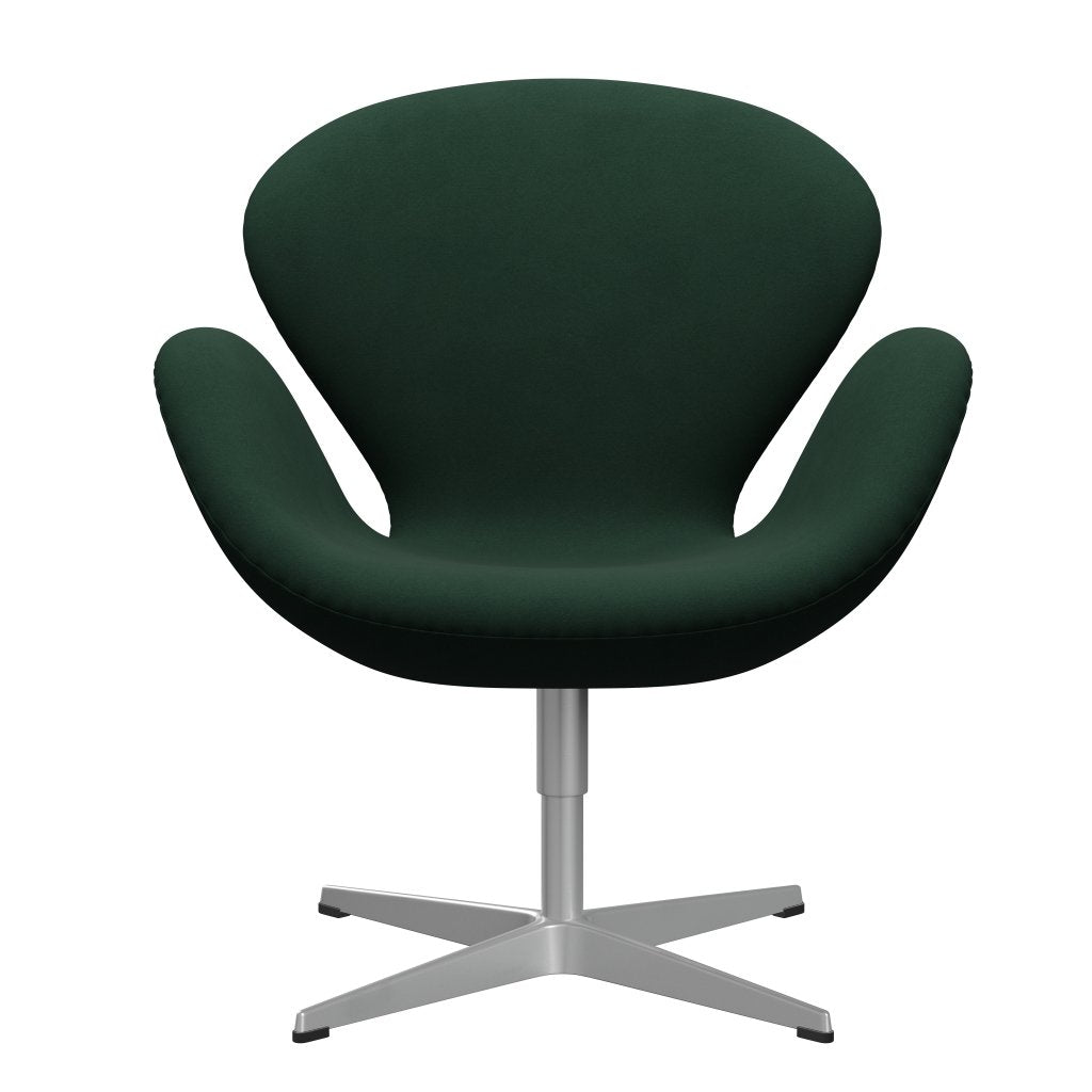 Fritz Hansen Chaise salon de cygne, gris argenté / confort vert foncé