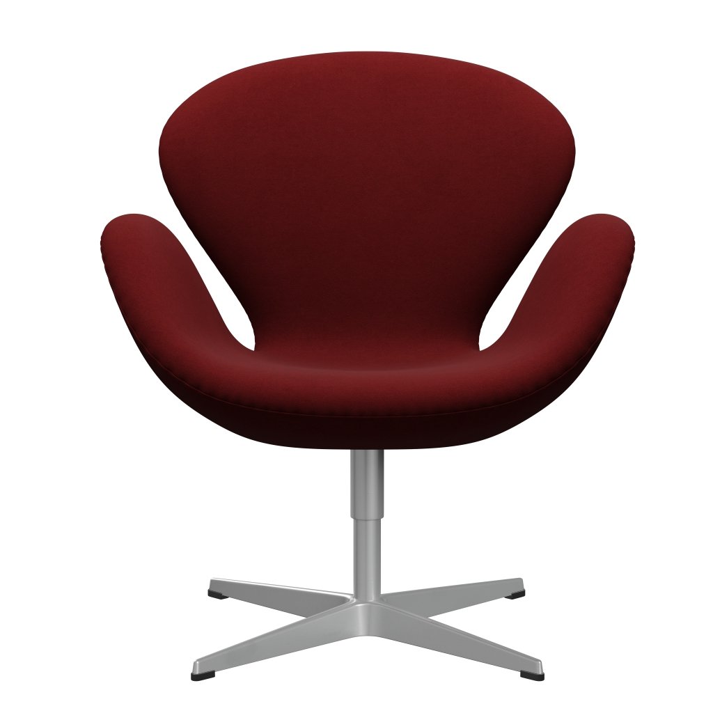 Fritz Hansen Chaise salon de cygne, gris argenté / confort rouge foncé (01153)