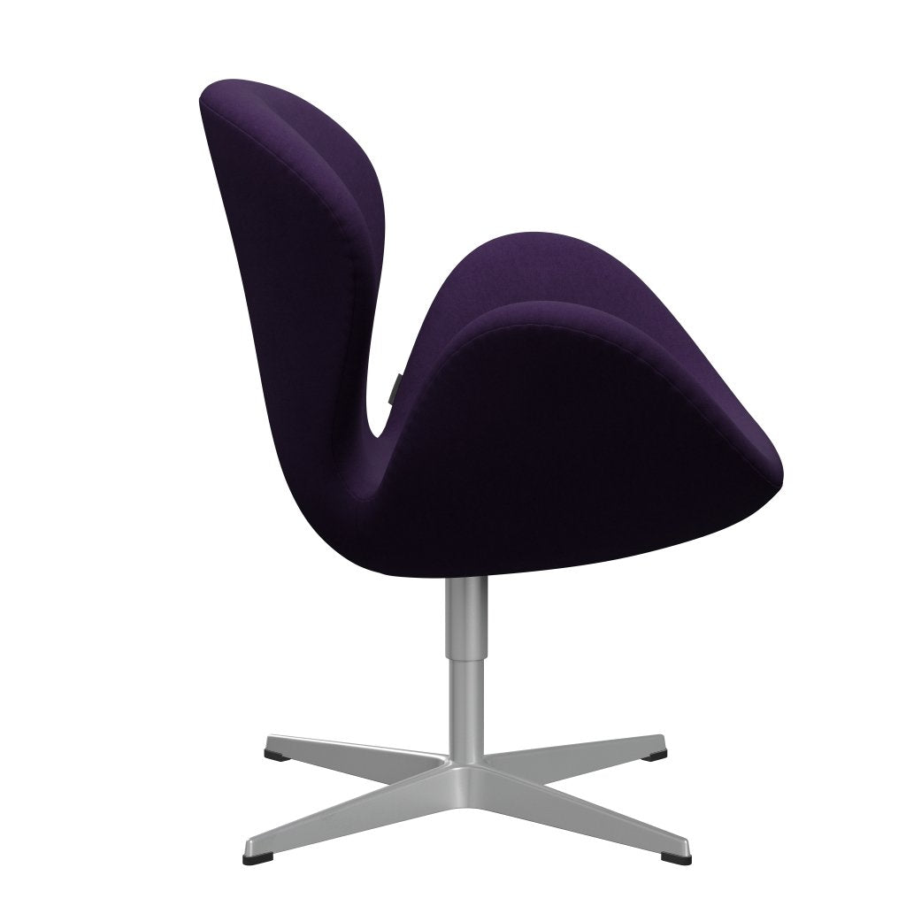 Silla de salón de cisne Fritz Hansen, gris plateado/comodidad violeta oscuro