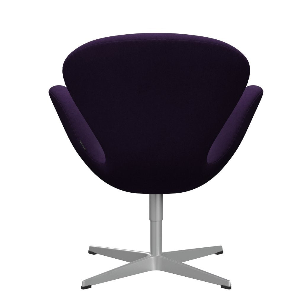 Silla de salón de cisne Fritz Hansen, gris plateado/comodidad violeta oscuro