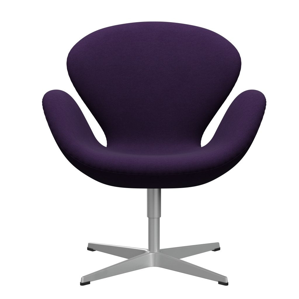 Silla de salón de cisne Fritz Hansen, gris plateado/comodidad violeta oscuro