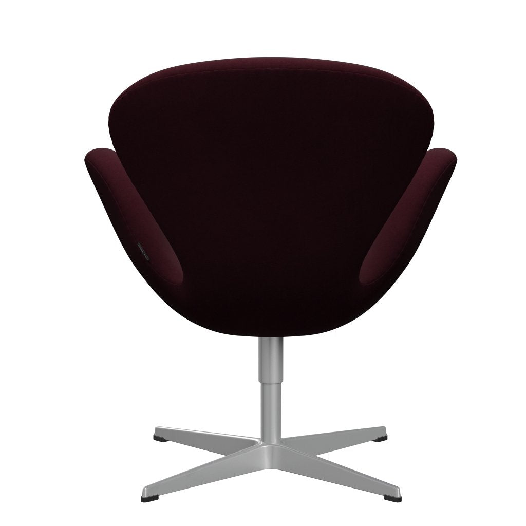 Fritz Hansen Chaise salon de cygne, gris argenté / violet confort / rouge foncé