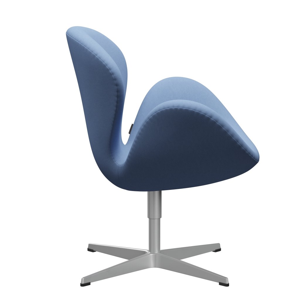 Fritz Hansen Chaise salon de cygne, gris argenté / confort blanc / bleu