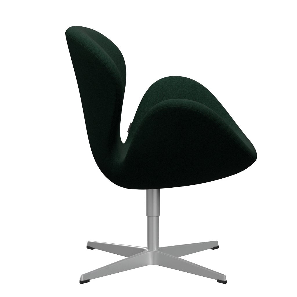 Fritz Hansen Chaise salon de cygne, vert foncé gris argenté / divina (871)