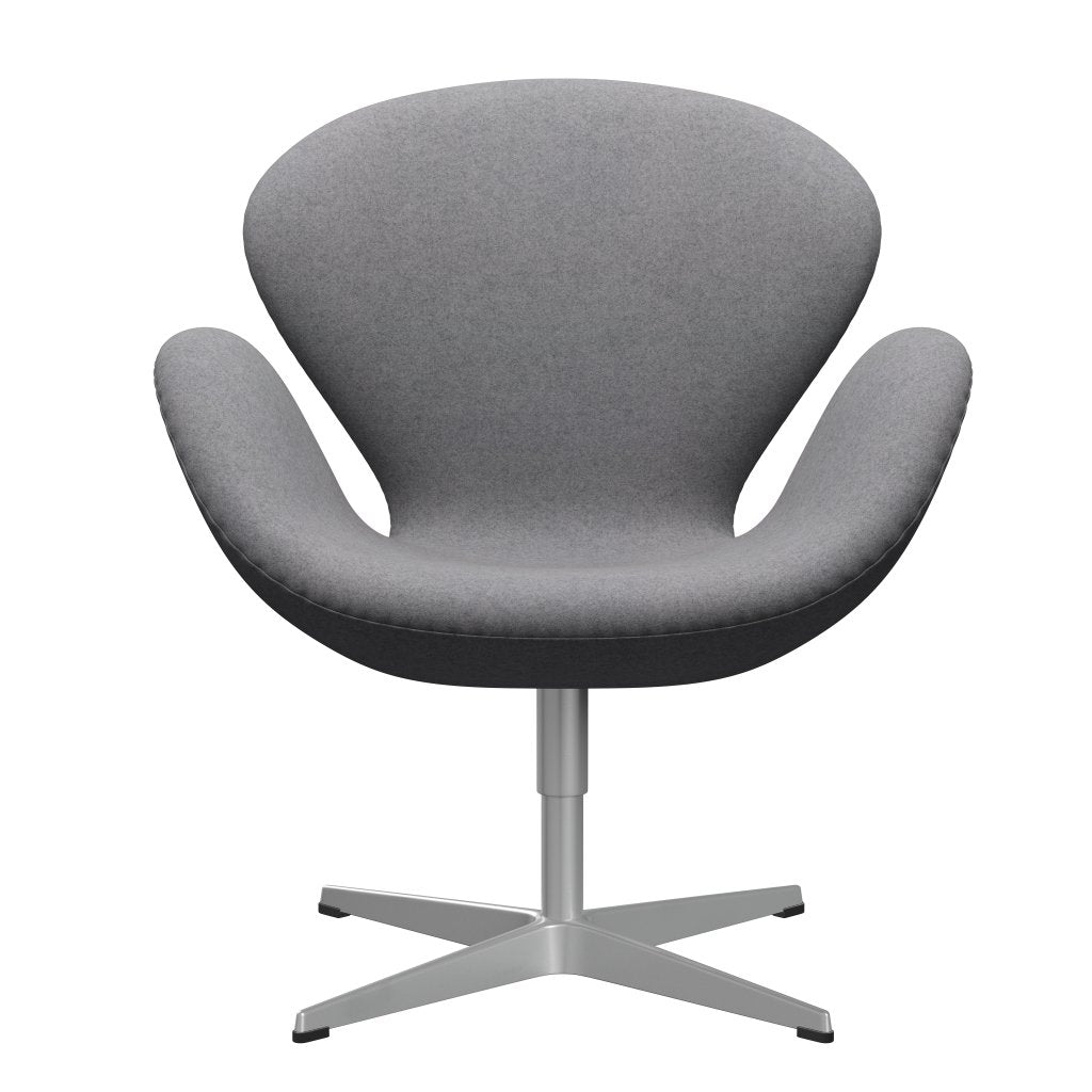 Fritz Hansen Chaise de salon de cygne, gris gris argenté / divina en pierre gris