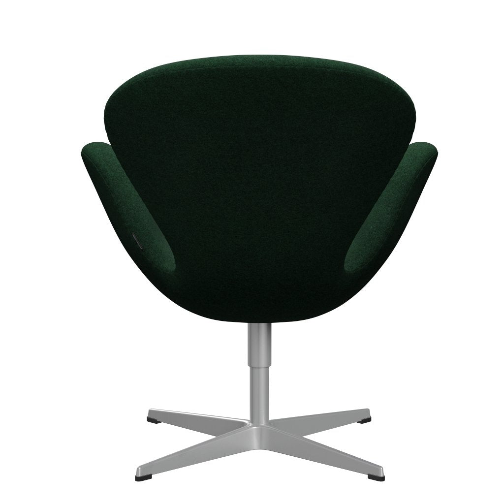 Fritz Hansen Chaise salon de cygne, gris argenté / divina melange vert chaud vert foncé