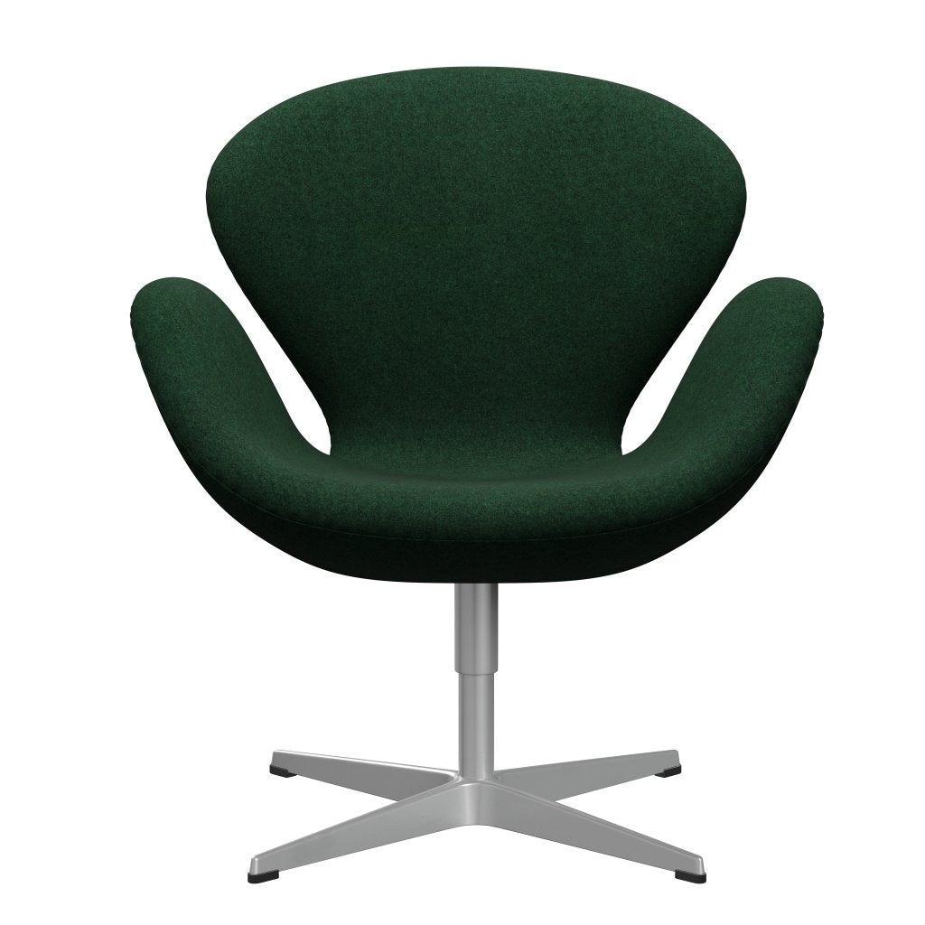 Fritz Hansen Chaise salon de cygne, gris argenté / divina melange vert chaud vert foncé