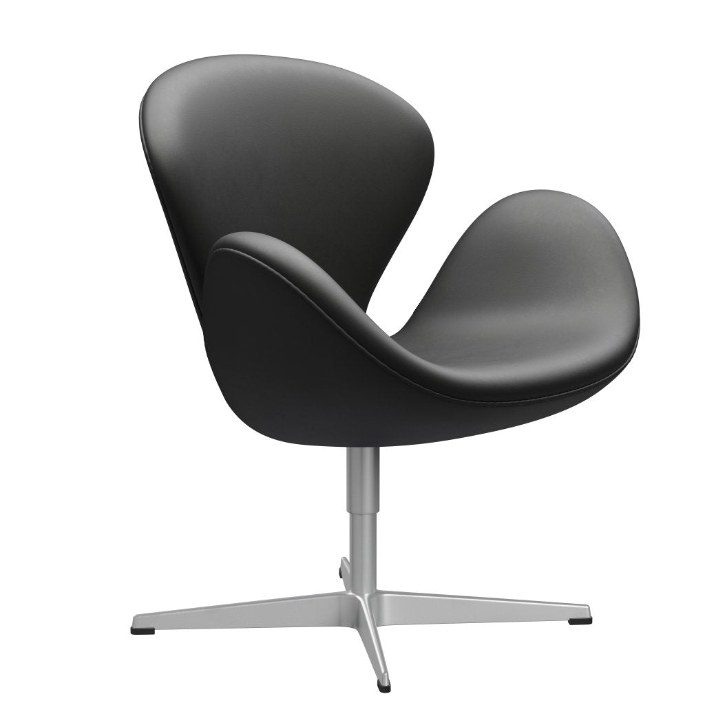 Fritz Hansen Chaise salon de cygne, gris argenté / noir essentiel