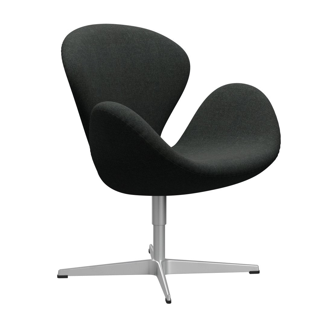 Fritz Hansen Chaise salon de cygne, gris argenté / laine noir / naturel