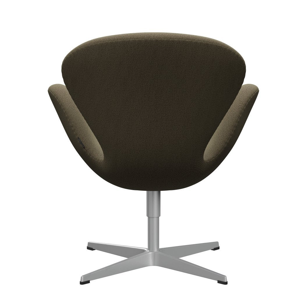 Sedia fritz Hansen Swan Lounge, grigio argento/marrone rime/verde chiaro