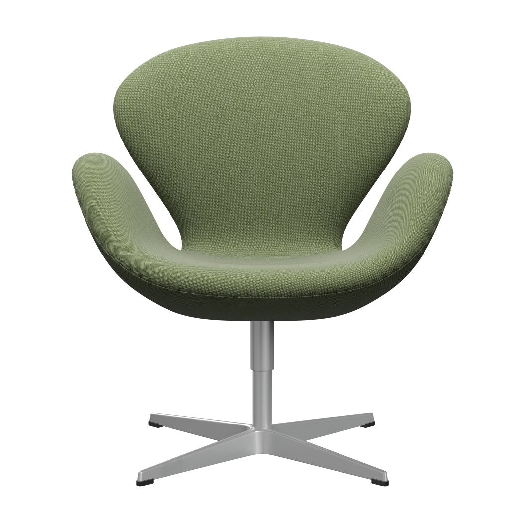 Sedia fritz Hansen Swan Lounge, grigio argento/verde rima/bianco