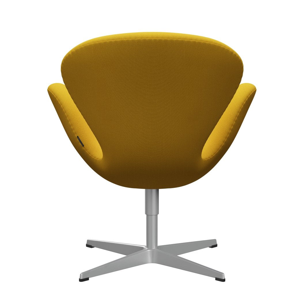 Fritz Hansen Chaise salon de cygne, gris argenté / acier jaune