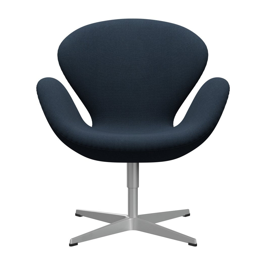 Sedia fritz Hansen Swan Lounge, trio di polvere scura grigio/taglio in acciaio blu scuro