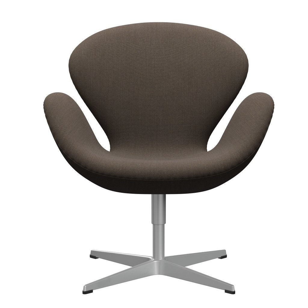 Fritz Hansen Swan Lounge Stuhl, Silbergrau/Stahlkut -Trio grau/braun