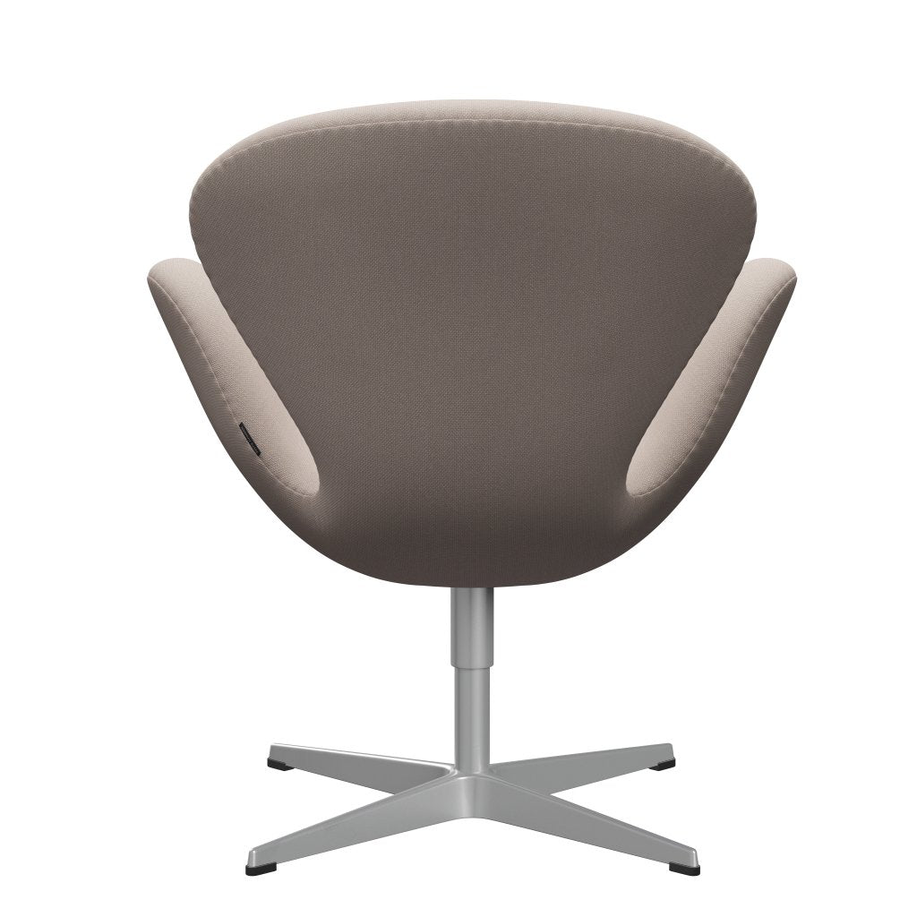 Silla de salón de cisne Fritz Hansen, gris plateado/trío de metal de acero ligero beige