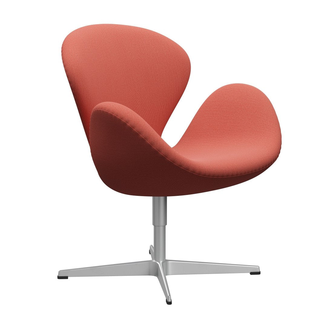 Fritz Hansen Swan Lounge Stuhl, Silbergrau/Stahlkut -Trio Pink/Orange