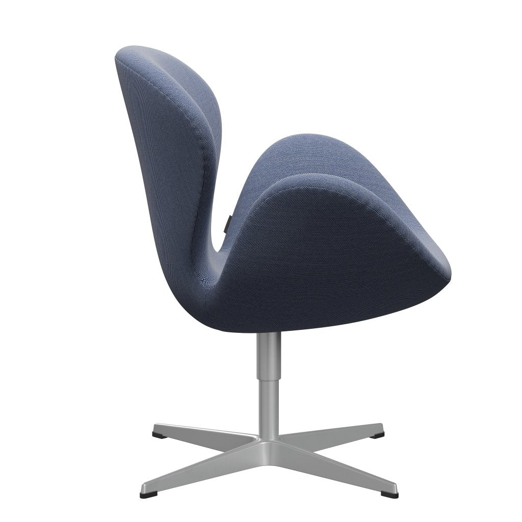 Fritz Hansen Chaise de salon de cygne, gris argenté / Steelcut trio blanc / bleu