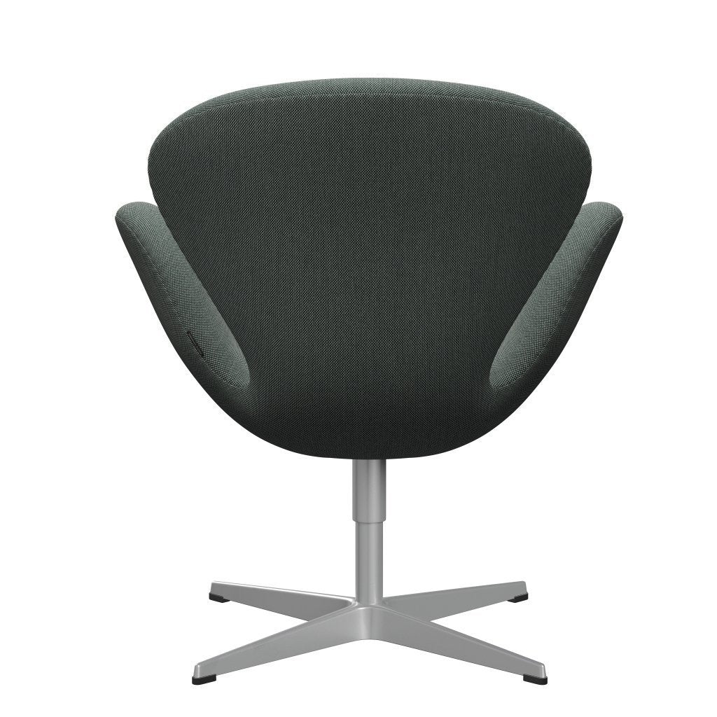 Fritz Hansen Chaise salon de cygne, gris argenté / trio Steelcut blanc / vert foncé