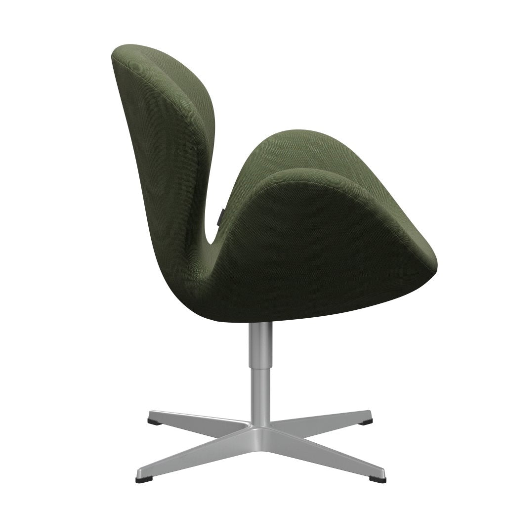 Silla de salón de cisne Fritz Hansen, gris plateado/trío de capas de acero delicada verde