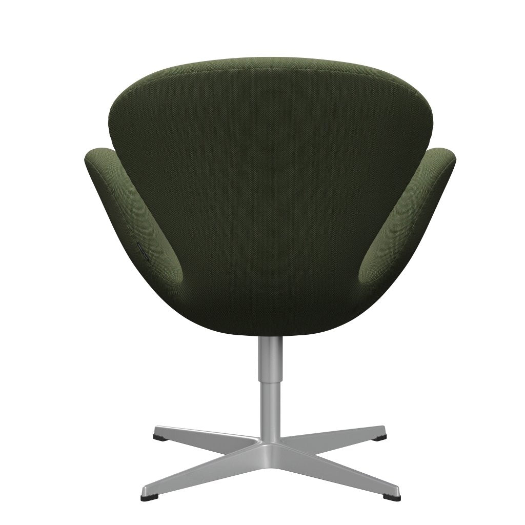 Silla de salón de cisne Fritz Hansen, gris plateado/trío de capas de acero delicada verde