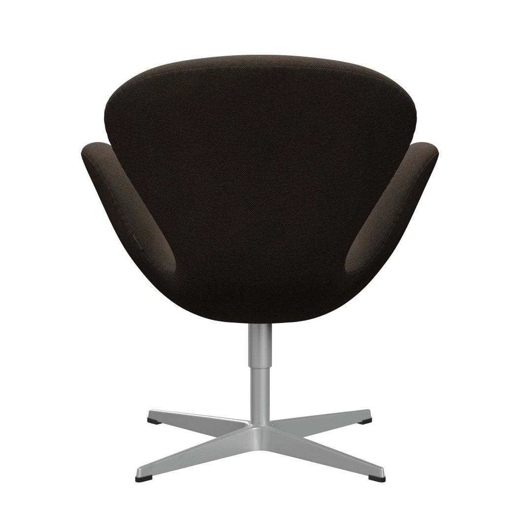 Fritz Hansen Swan Lounge Stuhl, Silbergrau/Sunniva -Schokolade/Schwarz