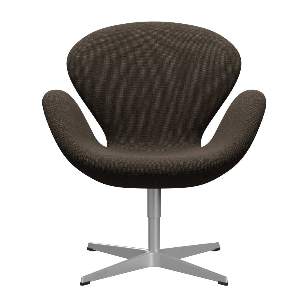 Sedia fritz Hansen Swan Lounge, grigio argento/cioccolato sunniva/nero