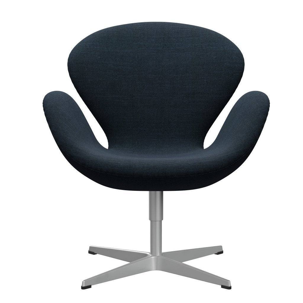 Sedia fritz Hansen Swan Lounge, grigio argento/Sunniva nero/blu scuro