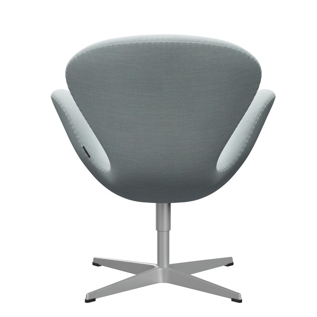 Sedia fritz Hansen Swan Lounge, grigio argento/Sunniva Bianco/Blu chiaro