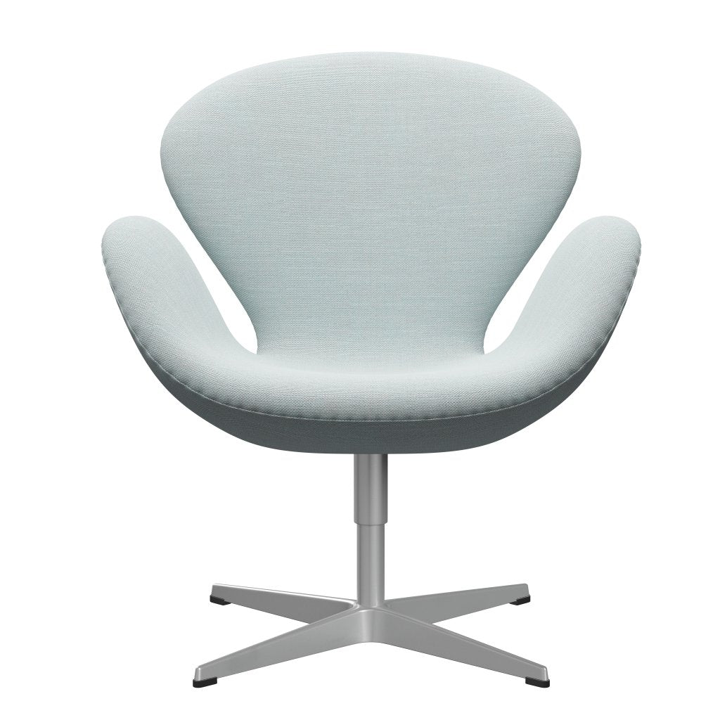 Sedia fritz Hansen Swan Lounge, grigio argento/Sunniva Bianco/Blu chiaro