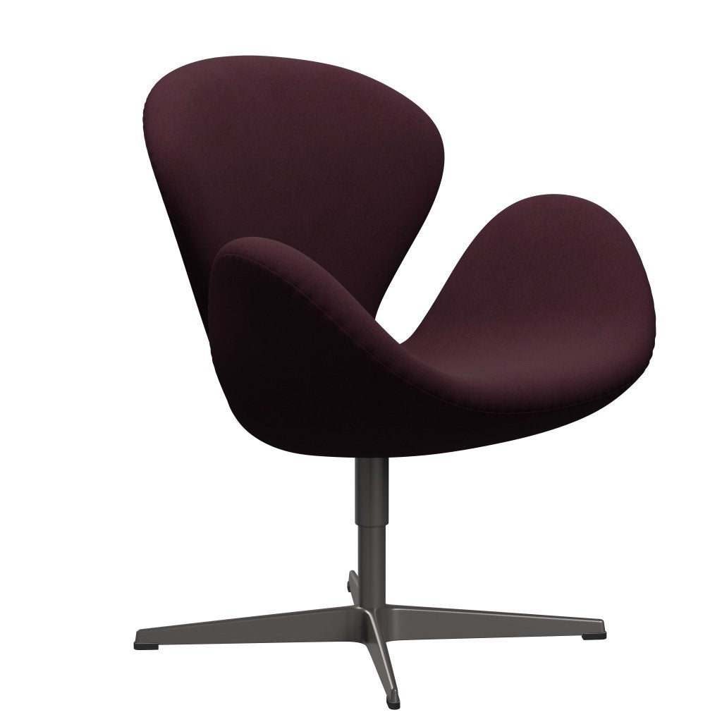 Fritz Hansen Chaise salon de cygne, graphite chaud / confort Light Bordeaux