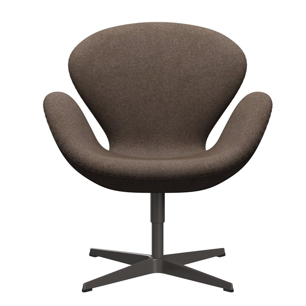 Fritz Hansen Chaise salon de cygne, graphite chaud / divina mélange brun poussiéreux