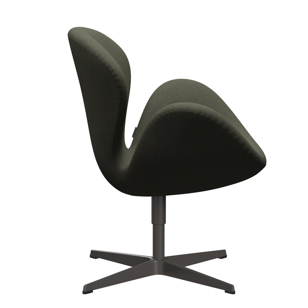 Fritz Hansen Chaise longue du cygne, graphite chaud / divina vert militaire