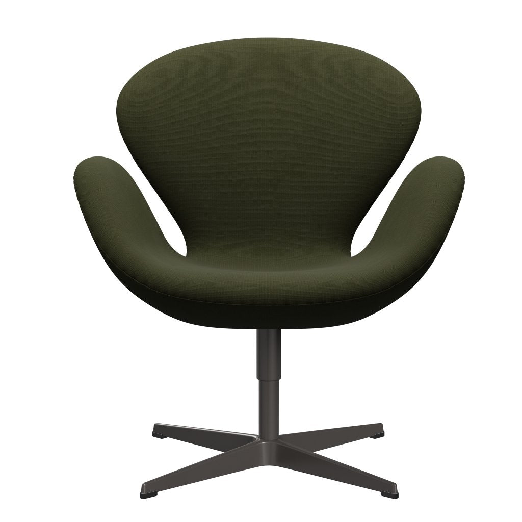 Fritz Hansen Swan Lounge Chair, Warm Graphite/Fame Dark Brown Green