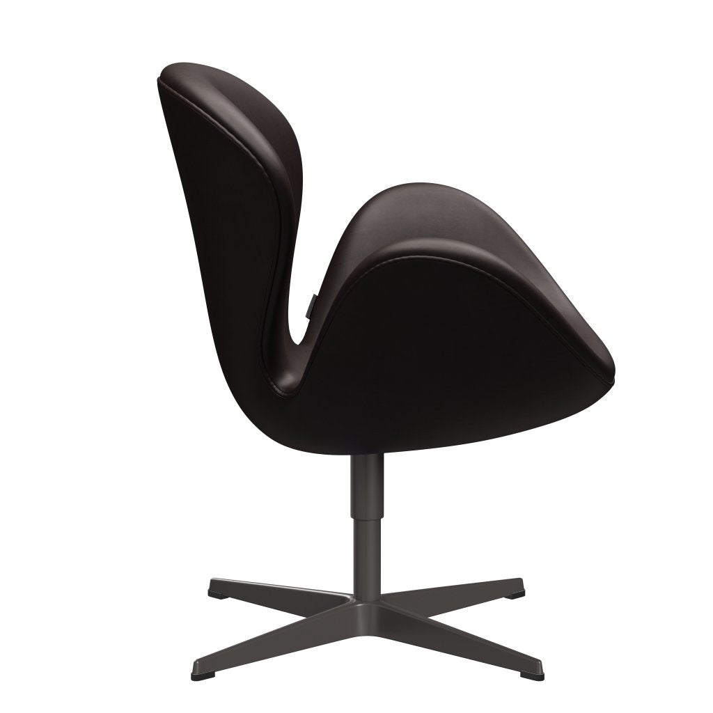 Fritz Hansen Chaise longue du cygne, graphite chaud / grâce brun foncé