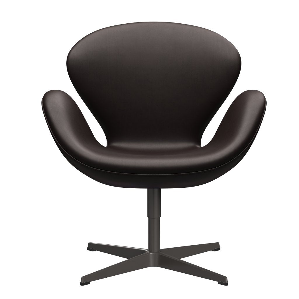 Sedia fritz Hansen Swan Lounge, calda grafite/grazia marrone scuro