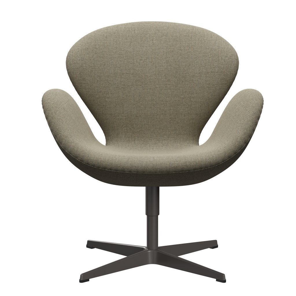 Fritz Hansen Swan Lounge stoel, warm grafiet/re wol licht beige/natuurlijk