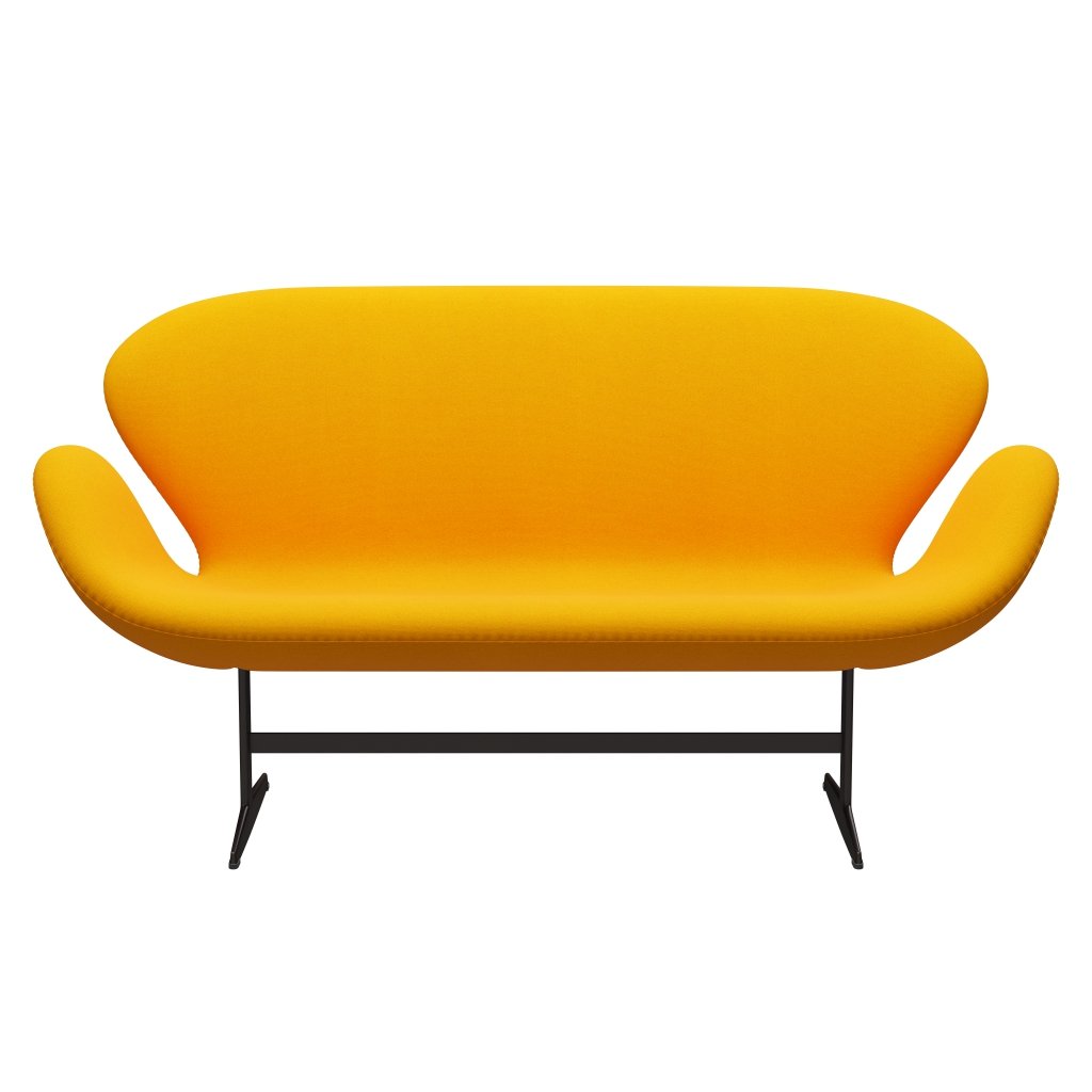 弗里茨·汉森·天鹅沙发2座，棕色青铜/吨黄色橙色