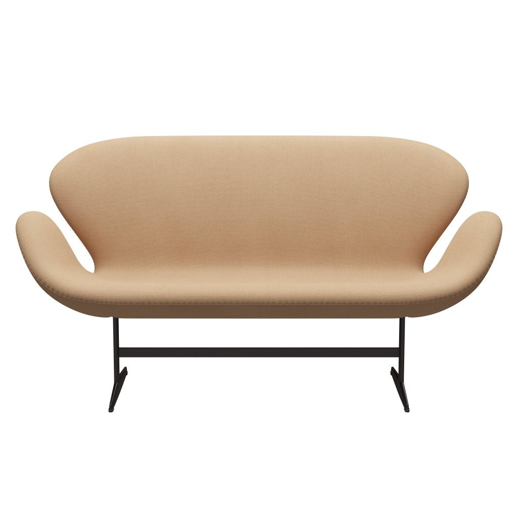 弗里茨·汉森·天鹅沙发2座位，棕色青铜/吨暖米色