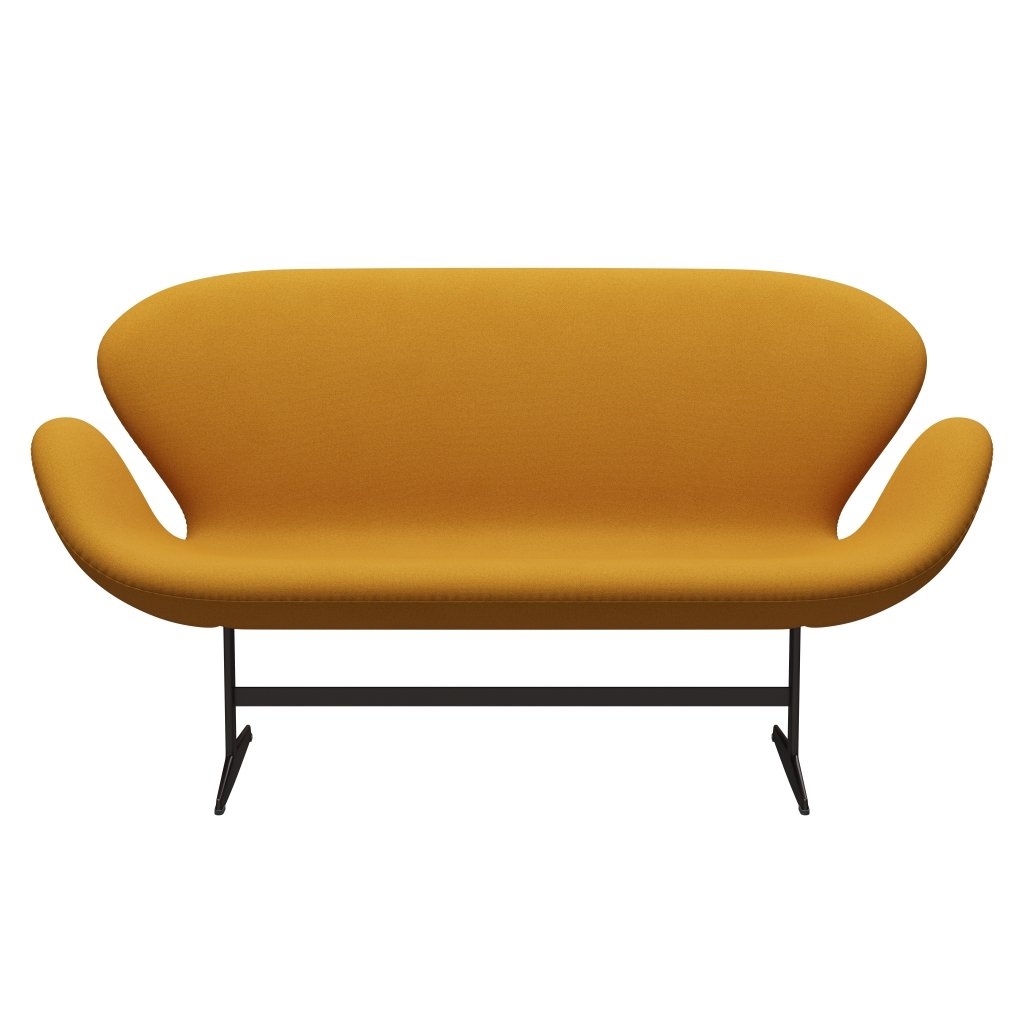 弗里茨·汉森·天鹅沙发2座位，棕色青铜/吨暖黄色