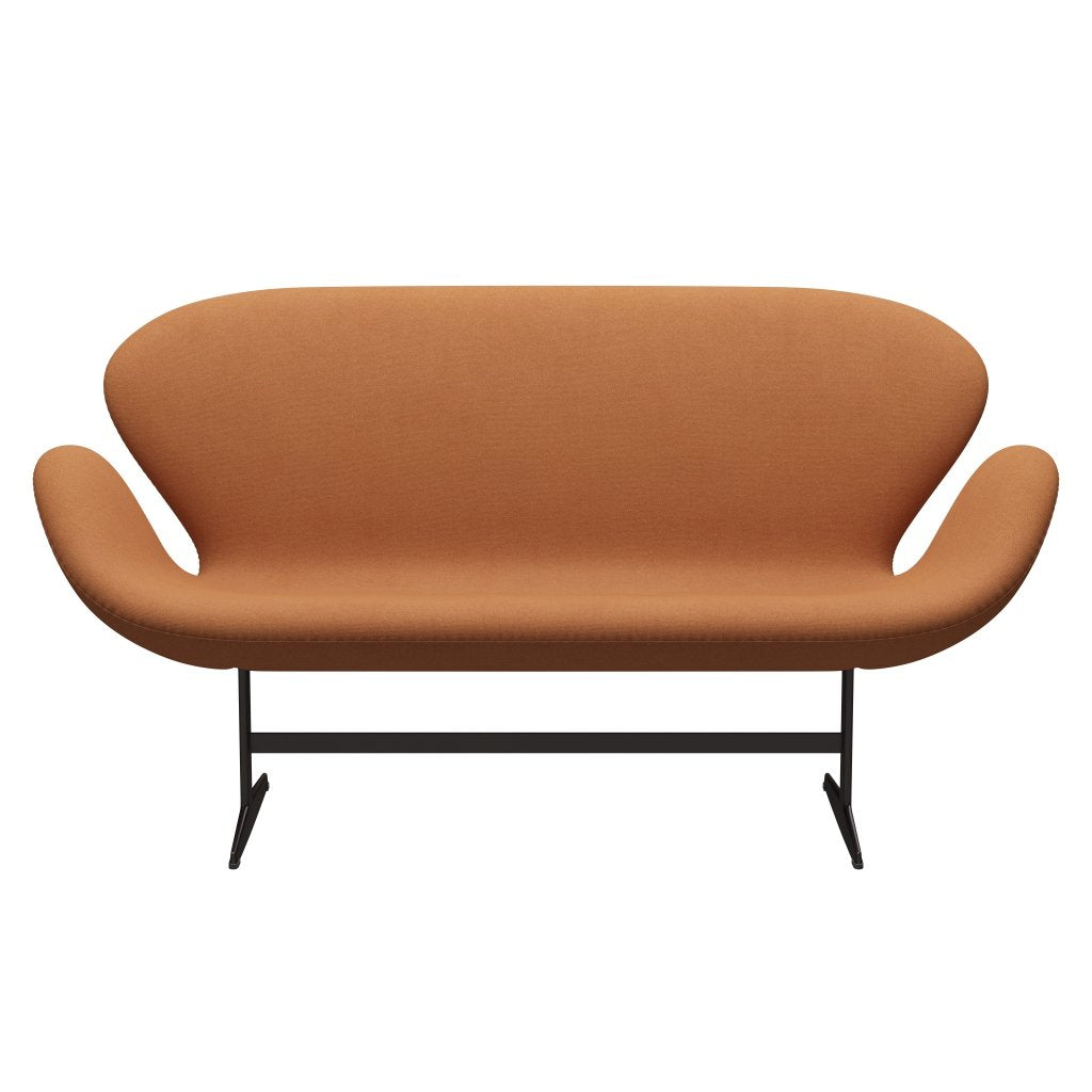 弗里茨·汉森·天鹅沙发2座位，棕色青铜/吨软橙