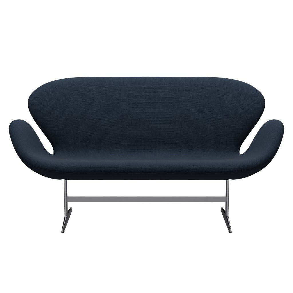 Fritz Hansen Swan Sofa 2 Seater, Satin Brushed Aluminium/Fame Blue Anthracite