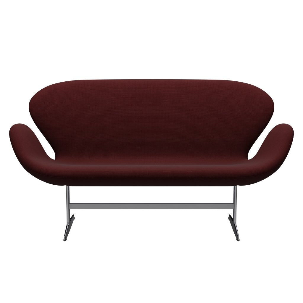 Fritz Hansen Swan Sofa 2 Seater, Satin Brushed Aluminium/Fame Dark Bordeaux