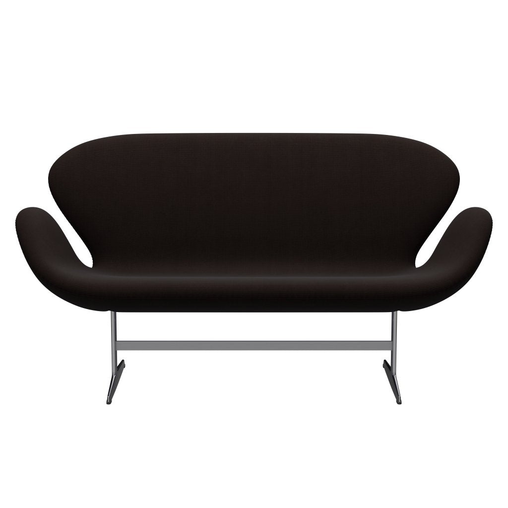 Fritz Hansen Swan Sofa 2 Seater, Satin Brushed Aluminium/Fame Dark Brown