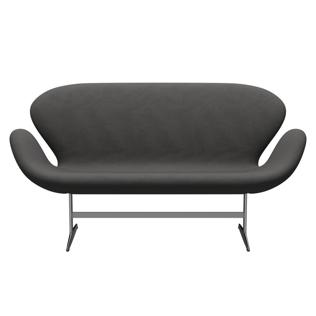 Fritz Hansen Swan Sofa 2 Seater, Satin Brushed Aluminium/Fame Dark Grey