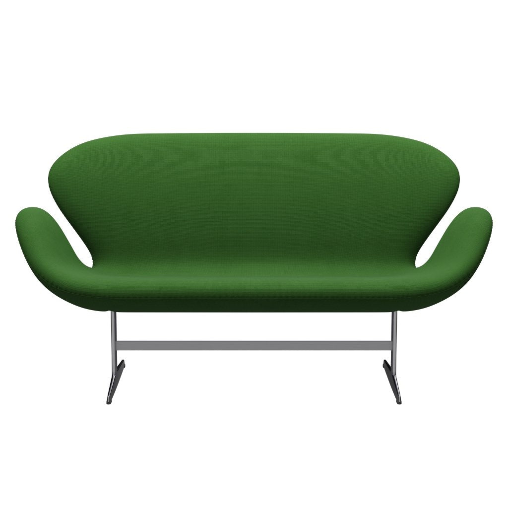 Fritz Hansen Swan Sofa 2 Seater, Satin Brushed Aluminium/Fame Grass Green