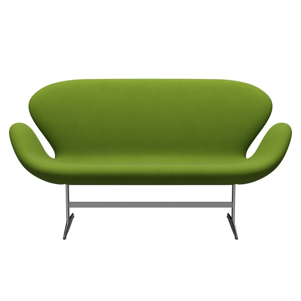 Fritz Hansen Swan Sofa 2 Seater, Satin Brushed Aluminium/Fame Green